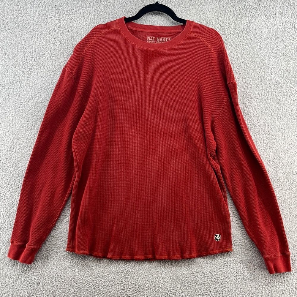 Nat Nast Shirt Mens Long Sleeve Waffle Knit Thermal Pullover Chili Pepper XL